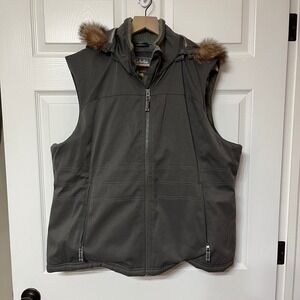 Cabelas Hooded Vest Faux Fur Trim Primaloft Lined Womens 2XLT